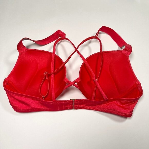 Victoria Secret 36D Bombshell Push Up Bikini Top LOGO Shine Strap Bling Pink - Picture 3 of 6